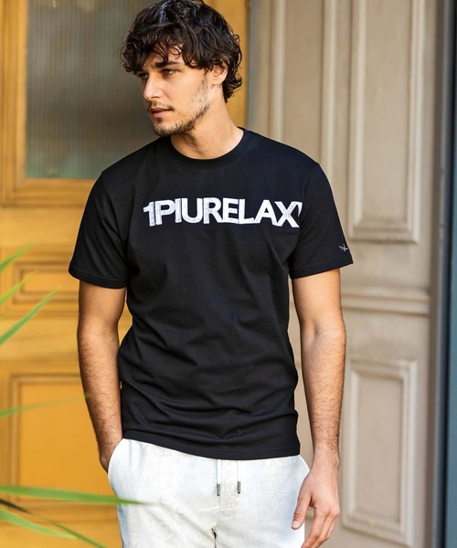 国内発送【1PIU1UGUALE】ペイズリーロゴ半袖Tシャツ / デイリー 1PIU1UGUALE3 RELAX(ウノピゥウノウグァーレトレ リラックス