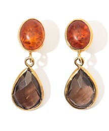Amantes Amenets Amber&Smokey ドロップピアス