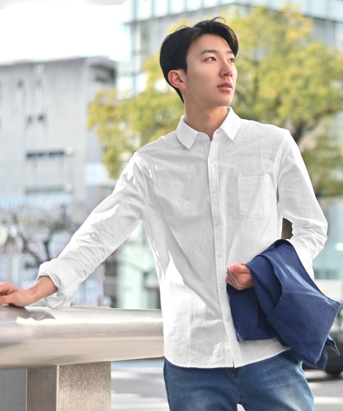 EVOLUTION(エボリューション)の「涼しげな夏素材で仕立てたシャツ セットアップ BIGSIZE(シャツ/ブラウス・メンズ・ベージュ/ネイビー/オフホワイト/ネイビー系1・MEDIUM/LARGE/X-LARGE/XX-LARGE/XXX-LARGE/XXXX-LARGE)」の5枚目の写真