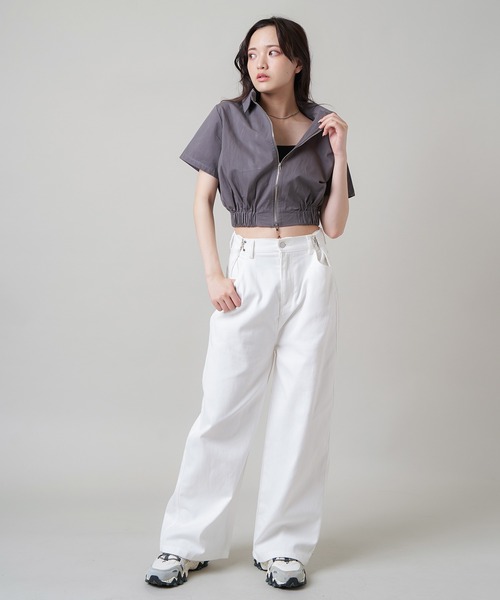 SPINNS(スピンズ)の「ウエストフック付き ツイルワイドパンツ(その他パンツ・レディース・ブラウン/ホワイト/ピンク/カーキ/ブラック・ONESIZE)」の19枚目の写真