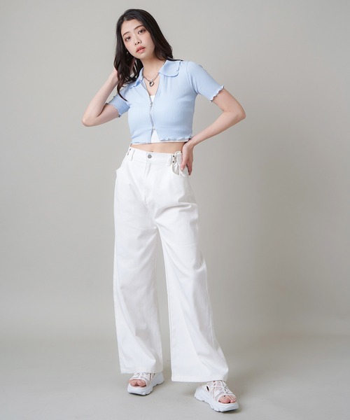 SPINNS(スピンズ)の「ウエストフック付き ツイルワイドパンツ(その他パンツ・レディース・ブラウン/ホワイト/ピンク/カーキ/ブラック・ONESIZE)」の20枚目の写真