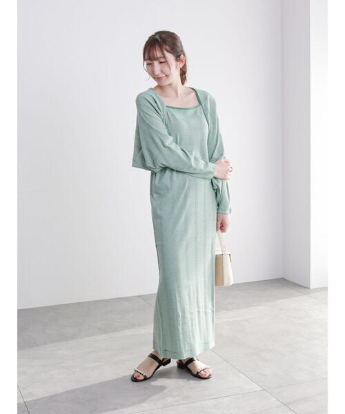 Te chichi TERRASSE(テチチテラス)の「ボレロ付カットキャミワンピース(ワンピース・レディース・ブラック/ホワイト/グリーン・フリ-)」の4枚目の写真