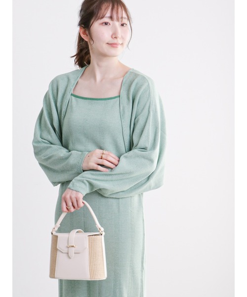 Te chichi TERRASSE(テチチテラス)の「ボレロ付カットキャミワンピース(ワンピース・レディース・ブラック/ホワイト/グリーン・フリ-)」の8枚目の写真