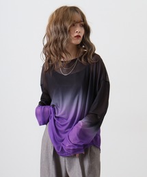 Y/lim（イリム）の「バックスリットグラデーションシアーTシャツ（Tシャツ/カットソー）」