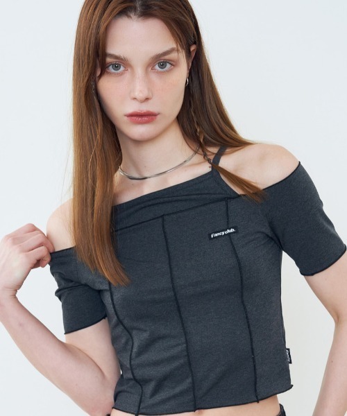 FANCY CLUB(ファンシークラブ)の「A'GEM/9 × .kom『 FANCY CLUB/ファンシークラブ』 CUT-OUT OFF SHOURDER/カットアウトオフショルダー(Tシャツ/カットソー・レディース・ブラック/グレー・FREE)」の15枚目の写真