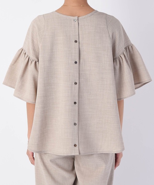 ブラウス シャツ Adela pearl 2way blouse アデラパール２wayブラウス レディース NOLLEY'S Sophi（ノーリーズソフィ）の「パール付袖2WAY両前