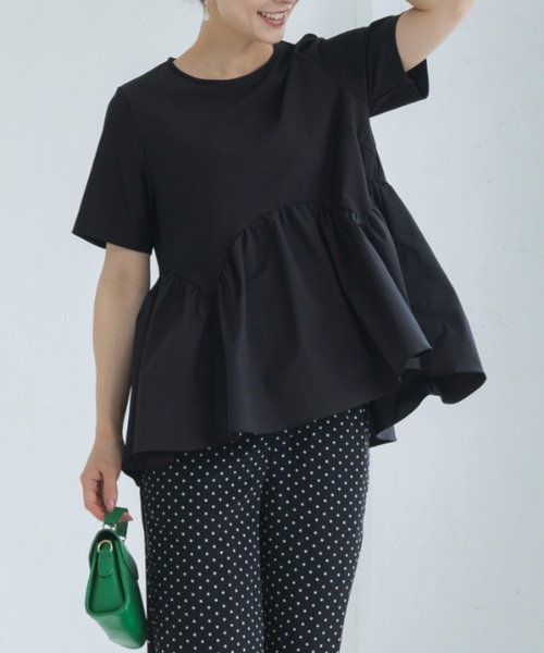 Sono(ソーノ)の「【SONO/ソーノ】【Summwe Stretch】アンブレラヘムPO(Tシャツ/カットソー・レディース・ネイビー/ホワイト/ブラック・1)」の4枚目の写真