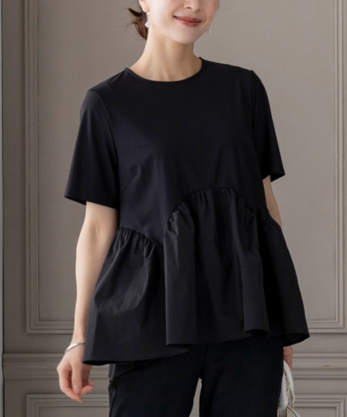 Sono(ソーノ)の「【SONO/ソーノ】【Summwe Stretch】アンブレラヘムPO(Tシャツ/カットソー・レディース・ネイビー/ホワイト/ブラック・1)」の8枚目の写真