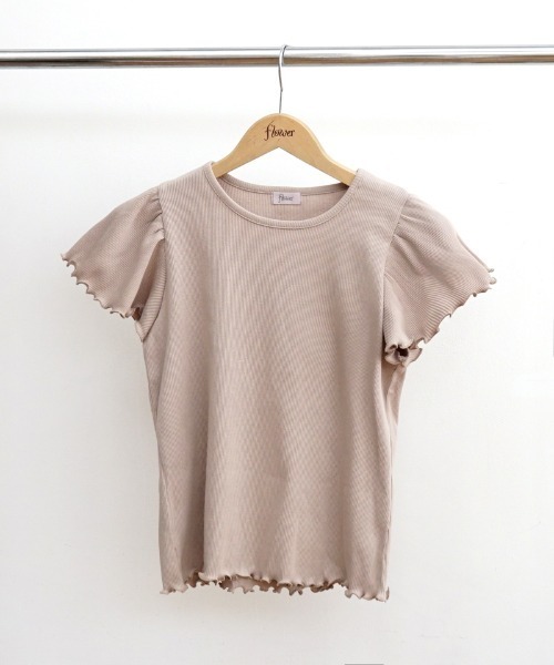 flower（フラワー）の「ラッフルスリーブティーズ（Tシャツ/カットソー・レディース・アイボリー/ブラック/ベージュ・FREE）」の6枚目の写真