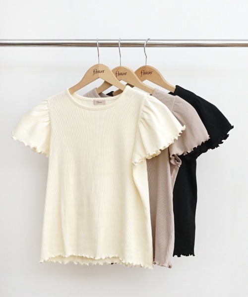 flower（フラワー）の「ラッフルスリーブティーズ（Tシャツ/カットソー・レディース・アイボリー/ブラック/ベージュ・FREE）」の14枚目の写真