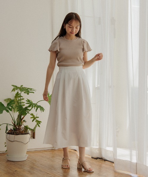 flower（フラワー）の「ラッフルスリーブティーズ（Tシャツ/カットソー・レディース・アイボリー/ブラック/ベージュ・FREE）」の5枚目の写真