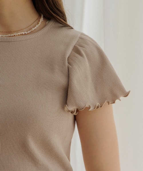 flower（フラワー）の「ラッフルスリーブティーズ（Tシャツ/カットソー・レディース・アイボリー/ブラック/ベージュ・FREE）」の18枚目の写真