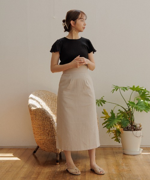 flower（フラワー）の「ラッフルスリーブティーズ（Tシャツ/カットソー・レディース・アイボリー/ブラック/ベージュ・FREE）」の9枚目の写真