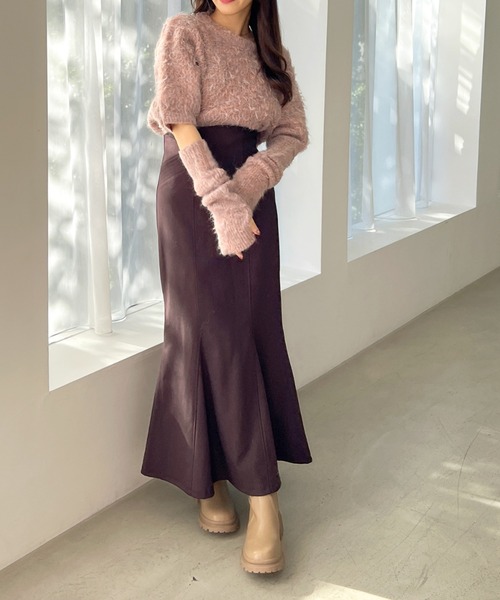 Olu.（オルドット）の「アームウォーマー×カラーニットトップス（ニット/セーター・レディース・ライトブラウン/ピンク系その他・FREE）」の3枚目の写真