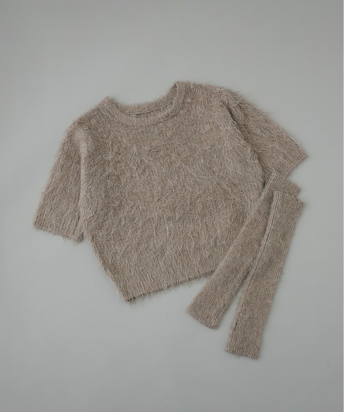 Olu.（オルドット）の「アームウォーマー×カラーニットトップス（ニット/セーター・レディース・ライトブラウン/ピンク系その他・FREE）」の5枚目の写真