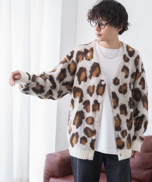 セール】WEGO/モヘアライク総柄ビッグカーディガン（カーディガン