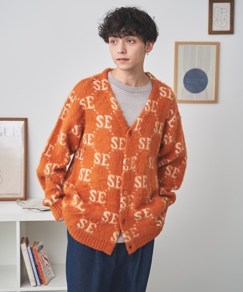 セール】WEGO/モヘアライク総柄ビッグカーディガン（カーディガン