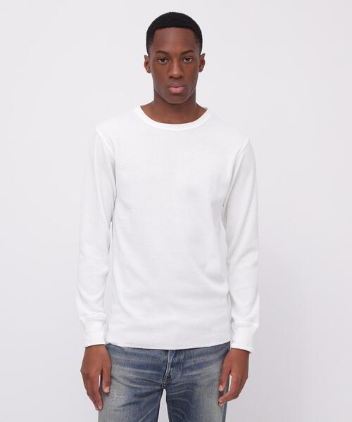AVIREX（アヴィレックス）の「《DAILY/デイリー》L/S THERMAL CREW NECK T-SHIRT / 長袖 サーマル クルーネックＴシャツ / AVIREX / アヴィレックス（Tシャツ/カットソー・メンズ・ネイビー/グレー/ブラック/ホワイト系2/オリーブ系・L/M/S/2XL/XL）」の2枚目の写真