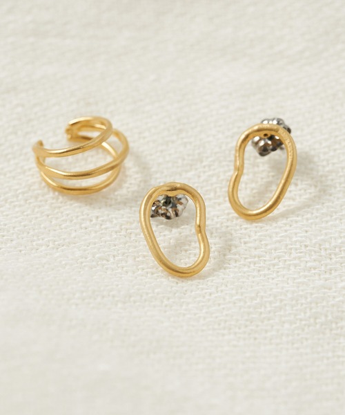 collex(コレックス)の「【Ljud/ユード】ニュアンスピアス&3ラインイヤカフセット(ピアス(両耳用)・レディース・シルバー/ゴールド・フリー)」の1枚目の写真