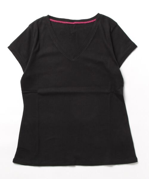 Q（キュー）の「デイリーVネックT（Tシャツ/カットソー・レディース・グリーン系/ピンク系/ブラック/ホワイト・MEDIUM）」の16枚目の写真