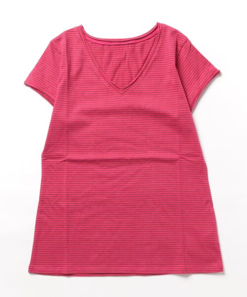 Q（キュー）の「デイリーVネックT（Tシャツ/カットソー・レディース・グリーン系/ピンク系/ブラック/ホワイト・MEDIUM）」の5枚目の写真
