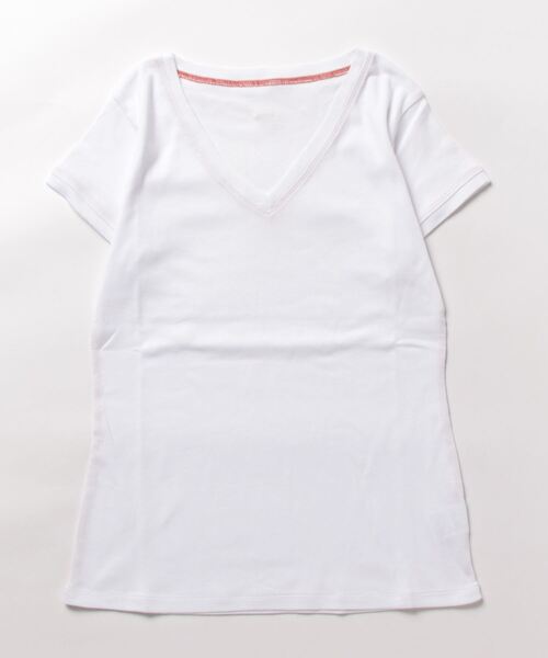 Q（キュー）の「デイリーVネックT（Tシャツ/カットソー・レディース・グリーン系/ピンク系/ブラック/ホワイト・MEDIUM）」の7枚目の写真