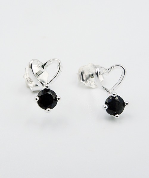 TONE SELECT GOODS(トーンセレクトグッズ)の「【925 SILVER ACC】ハート&ストーンピアスSV925(OG)(ピアス(両耳用)・レディース・ブラック・FREE)」の3枚目の写真