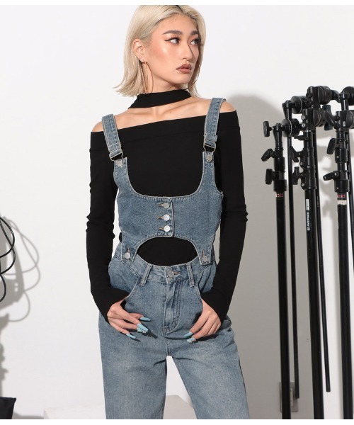 LATINA(ラティーナ)の「2WAYストレートデニムサロペット(サロペット/オーバーオール・レディース・ブルー・L/M/S)」の5枚目の写真