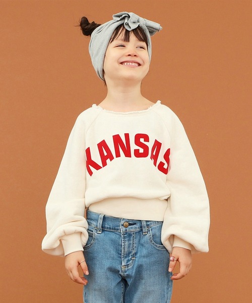 Lee（リー）の「【110-150cm】【親子】キッズ ラグラン パフスリーブ スエット（スウェット・キッズ・チャコールグレー/アイボリー/グレー・140/150/110/130/120）」の2枚目の写真