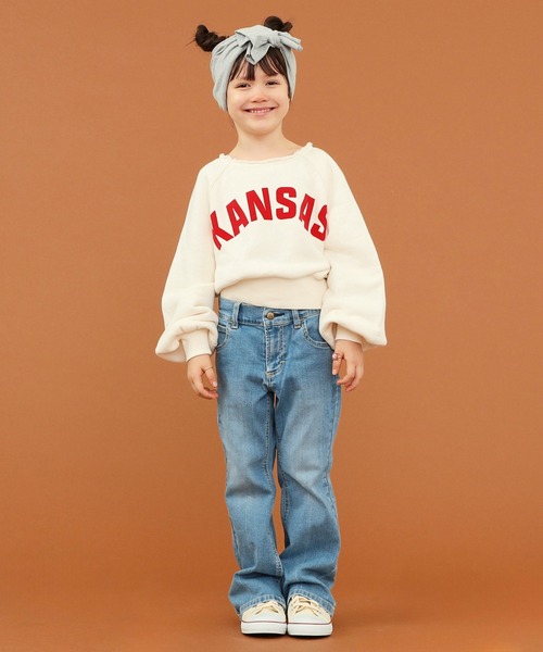 Lee（リー）の「【110-150cm】【親子】キッズ ラグラン パフスリーブ スエット（スウェット・キッズ・チャコールグレー/アイボリー/グレー・140/150/110/130/120）」の8枚目の写真