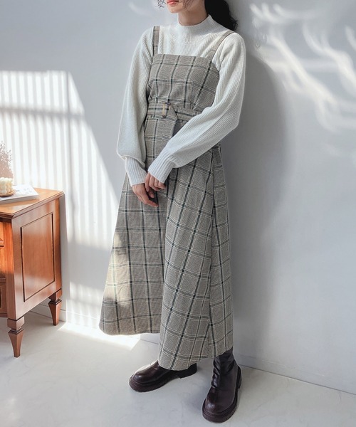 AS KNOW AS plus（アズノゥアズプラス）の「☆ベルト付き フレアジャンスカ　セットアップ可能（ジャンパースカート・レディース・グレー系その他/ベージュ系その他/その他・FREE）」の3枚目の写真