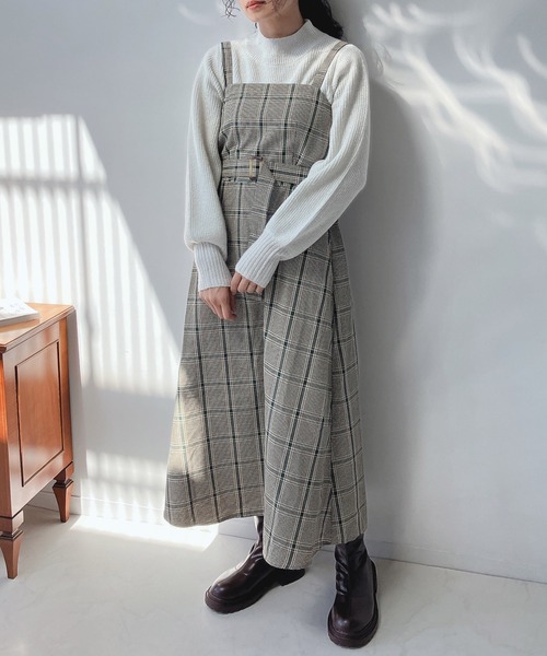 AS KNOW AS plus（アズノゥアズプラス）の「☆ベルト付き フレアジャンスカ　セットアップ可能（ジャンパースカート・レディース・グレー系その他/ベージュ系その他/その他・FREE）」の4枚目の写真