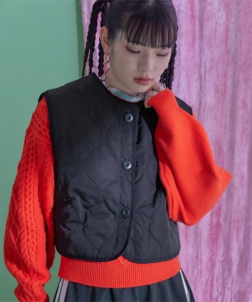 miette(ミエット)の「キルティングショートベスト(ベスト・レディース・アイボリー/ブラック・FREE)」の7枚目の写真