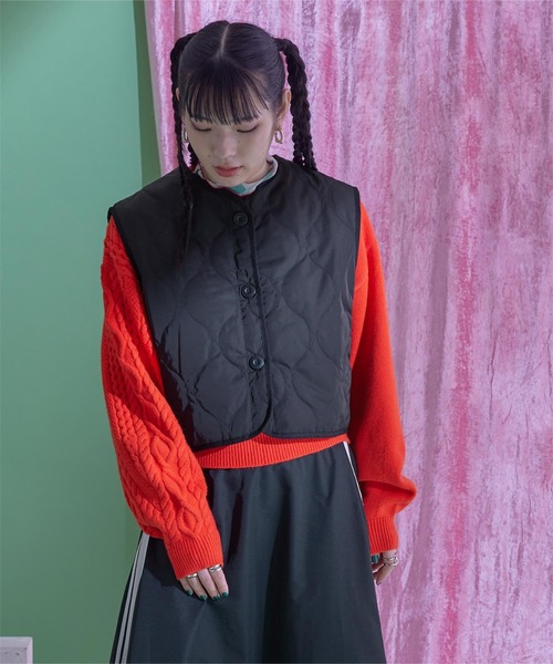 miette(ミエット)の「キルティングショートベスト(ベスト・レディース・アイボリー/ブラック・FREE)」の9枚目の写真