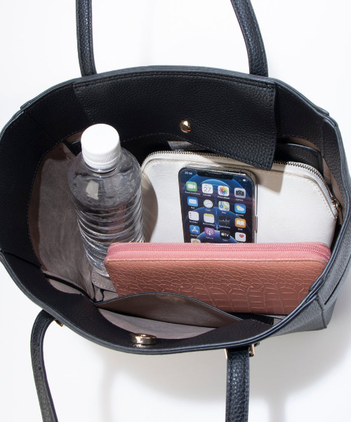 cache cache(カシュ カシュ)の「カシュカシュ cachecache / 横型金具ポイント2wayトートバッグ(トートバッグ・レディース・アイボリー/ベージュ/ブラック・FREE)」の12枚目の写真