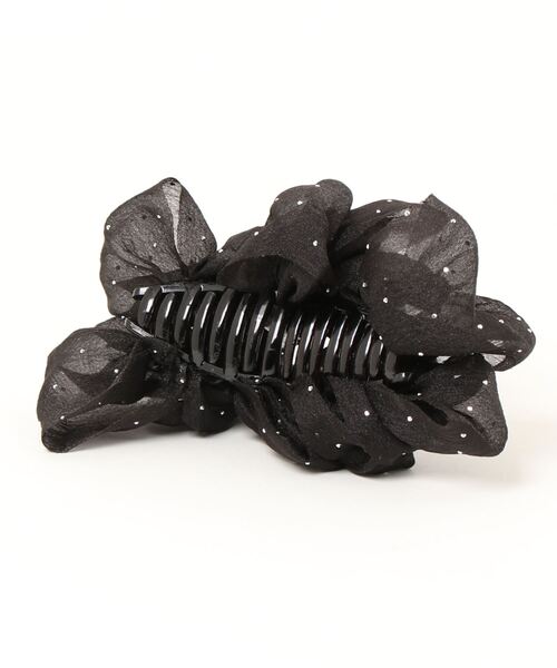 バレッタ　フランス製 レース風 ヘアクリップ 黒 Diable baiser ヘアクリップ レースサテンフェミニンリボン
