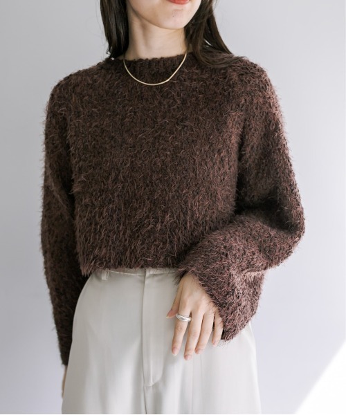 mystic（ミスティック）の「【4色展開】モールフェザーニット（ニット/セーター・レディース・ブラウン/ブルー/アイボリー/ブラック・FREE）」の6枚目の写真