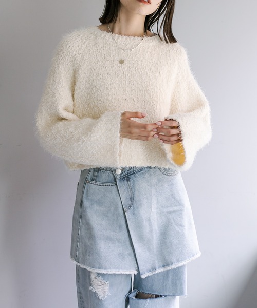 mystic（ミスティック）の「【4色展開】モールフェザーニット（ニット/セーター・レディース・ブラウン/ブルー/アイボリー/ブラック・FREE）」の17枚目の写真