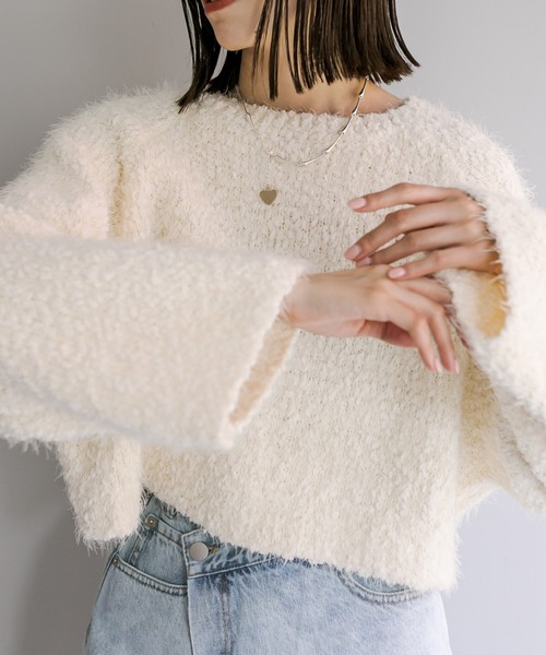 mystic（ミスティック）の「【4色展開】モールフェザーニット（ニット/セーター・レディース・ブラウン/ブルー/アイボリー/ブラック・FREE）」の18枚目の写真