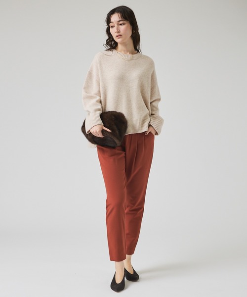 qualite（カリテ）の「【23AW】2WAYバックピーチタックパンツ/秋服/冬服/オフィスカジュアル（スラックス・レディース・ブラック/オフホワイト/ダークオレンジ・40/34/36/38）」の4枚目の写真