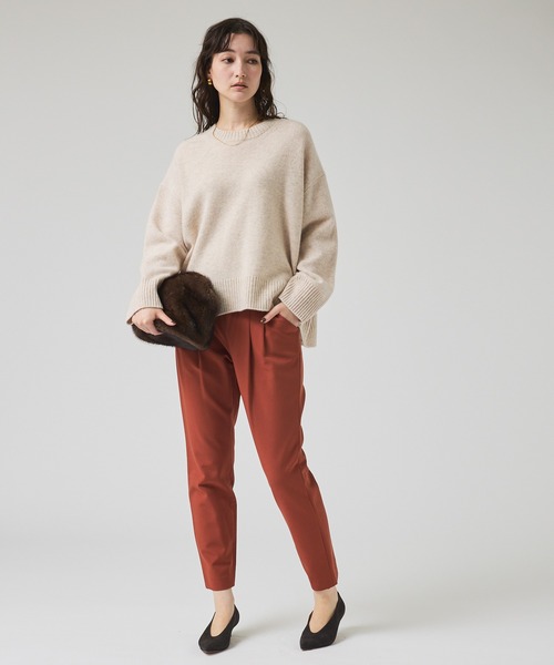 qualite（カリテ）の「【23AW】2WAYバックピーチタックパンツ/秋服/冬服/オフィスカジュアル（スラックス・レディース・ブラック/オフホワイト/ダークオレンジ・40/34/36/38）」の5枚目の写真