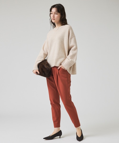 qualite（カリテ）の「【23AW】2WAYバックピーチタックパンツ/秋服/冬服/オフィスカジュアル（スラックス・レディース・ブラック/オフホワイト/ダークオレンジ・40/34/36/38）」の6枚目の写真