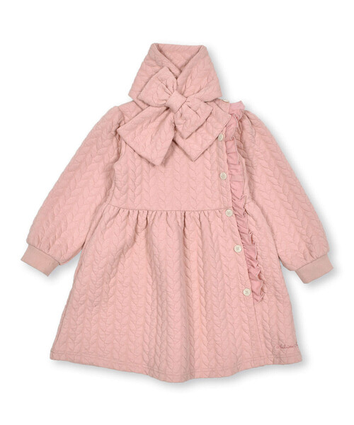 Noeil aime BeBe（ノイユエイムベベ）の「ケーブルジャガードマフラー付ワンピース(80~130cm)（ワンピース・キッズ・グリーン/ピンク・110cm/130cm/120cm/100cm/90cm/80ｃｍ）」の9枚目の写真