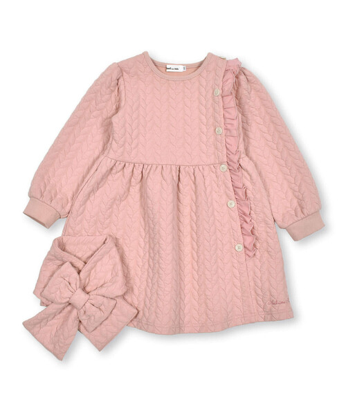 Noeil aime BeBe（ノイユエイムベベ）の「ケーブルジャガードマフラー付ワンピース(80~130cm)（ワンピース・キッズ・グリーン/ピンク・110cm/130cm/120cm/100cm/90cm/80ｃｍ）」の11枚目の写真