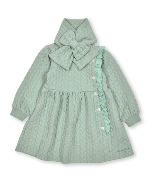Noeil aime BeBe（ノイユエイムベベ）の「ケーブルジャガードマフラー付ワンピース(80~130cm)（ワンピース・キッズ・グリーン/ピンク・110cm/130cm/120cm/100cm/90cm/80ｃｍ）」の19枚目の写真