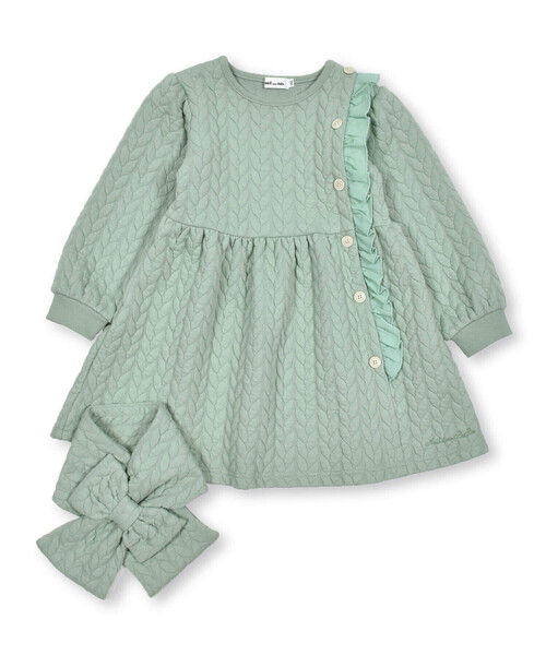 Noeil aime BeBe（ノイユエイムベベ）の「ケーブルジャガードマフラー付ワンピース(80~130cm)（ワンピース・キッズ・グリーン/ピンク・110cm/130cm/120cm/100cm/90cm/80ｃｍ）」の21枚目の写真