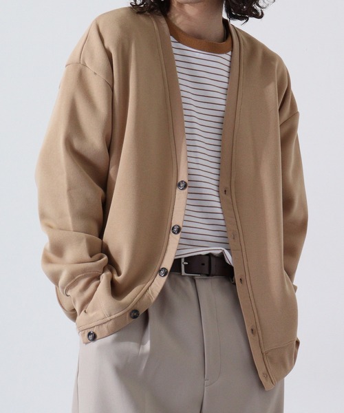 FUNALIVE(ファンアライブ)の「Fleece-lined cardigan / 裏起毛カーディガン unisex(カーディガン/ボレロ・メンズ・杢グレー/グレイッシュベージュ/ヘザーチャコール/ブラック/グリーン/ベージュ・L/XL/M)」の1枚目の写真