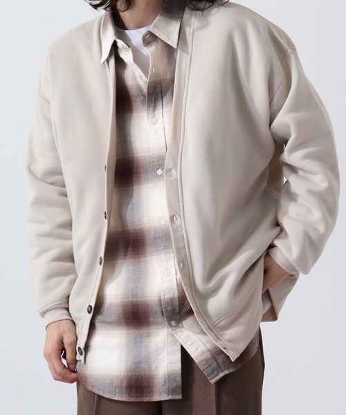 FUNALIVE(ファンアライブ)の「Fleece-lined cardigan / 裏起毛カーディガン unisex(カーディガン/ボレロ・メンズ・杢グレー/グレイッシュベージュ/ヘザーチャコール/ブラック/グリーン/ベージュ・L/XL/M)」の5枚目の写真