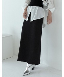 Re:EDIT | [2023-24 WINTER COLLECTION][低身長サイズ有]前後2WAYラメリブニットナロースカート(スカート)