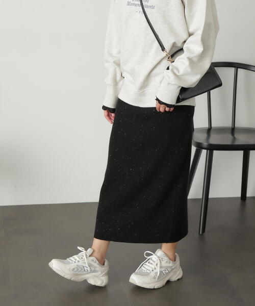 FREE'S MART（フリーズマート）の「◇ネップニットナロースカート（スカート・レディース・ブラック/ライトグリーン/パープル・SMALL/MEDIUM）」の2枚目の写真